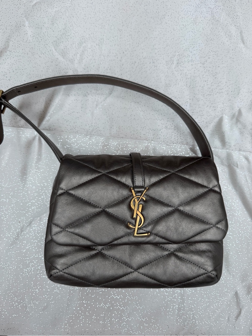Saint Laurent Black Quilted Shoulder Bag with Gold YSL Logo